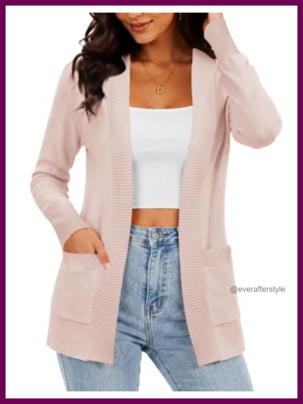 Open Front Cardigan Sweater with Pockets Lightweight Knit